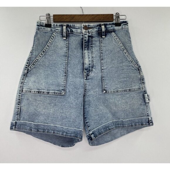 Frayed Women’s High Rise A-Line Denim Shorts Size 28 - Picture 2 of 8
